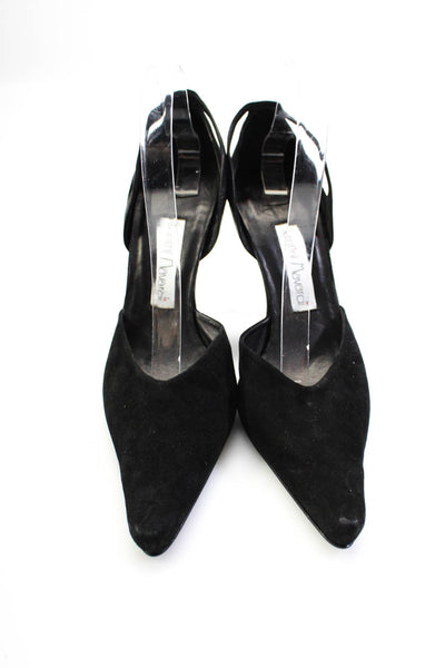 Santini Mavardi Womens Leather Trim Point Toe D'orsay Pumps Black Suede 40 10