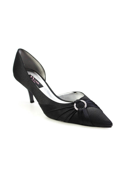 Nina Womens Black Leather Embellished Pointed Toe Heels D'Orsay Shoes Size 8.5M