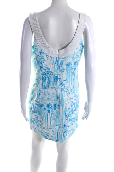 Lilly Pulitzer Women's V-Neck Sleeveless A-Line Mini Cotton Dress Blue Size 10