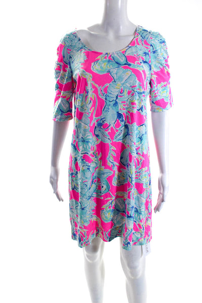 Lilly Pulitzer Women's Short Sleeves A-Line Multicolor Mini Dress Size M