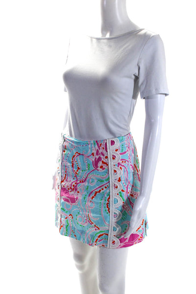 Lilly Pulitzer Women's Zip Closure Multicolor A-Line Lined Mini Skirt Size 6