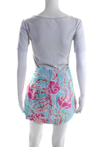 Lilly Pulitzer Women's Zip Closure Multicolor A-Line Lined Mini Skirt Size 6