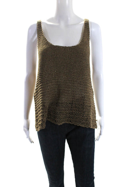 Ralph Lauren Women's Scoop Neck Crochet Tank Two Piece Skirt Set Brown Size L