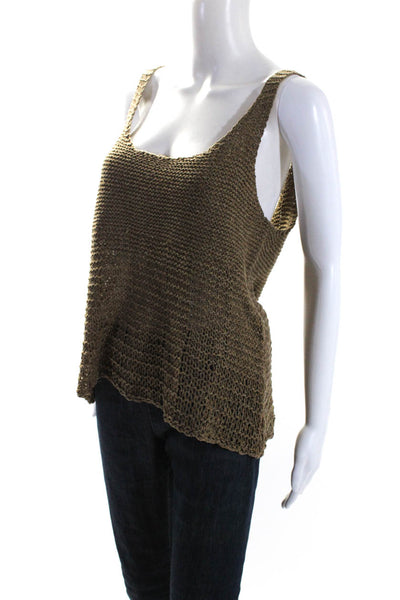 Ralph Lauren Women's Scoop Neck Crochet Tank Two Piece Skirt Set Brown Size L