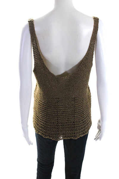 Ralph Lauren Women's Scoop Neck Crochet Tank Two Piece Skirt Set Brown Size L