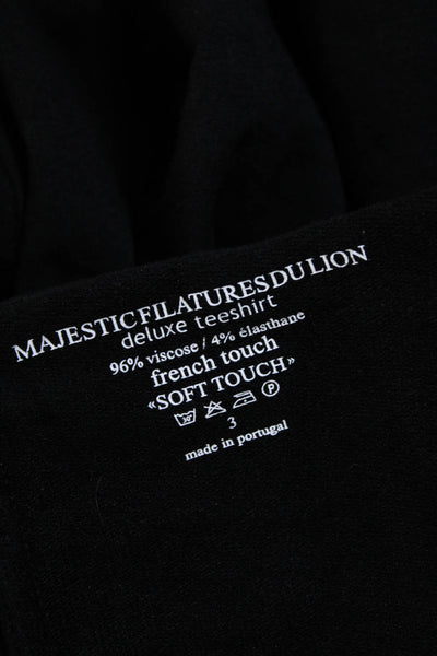 Majestic Filatures Womens Button Down Stretch Collared Sweater Black Size 3