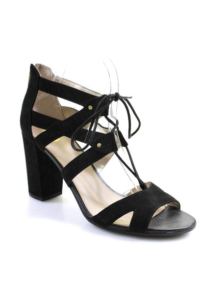 Circus by Sam Edelman Womens Strappy Lace Block Heel Suede Sandals Black Size 10