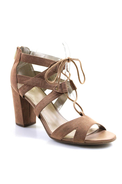 Circus by Sam Edelman Women's Open Toe Strappy Suede Sandals Beige Size 10