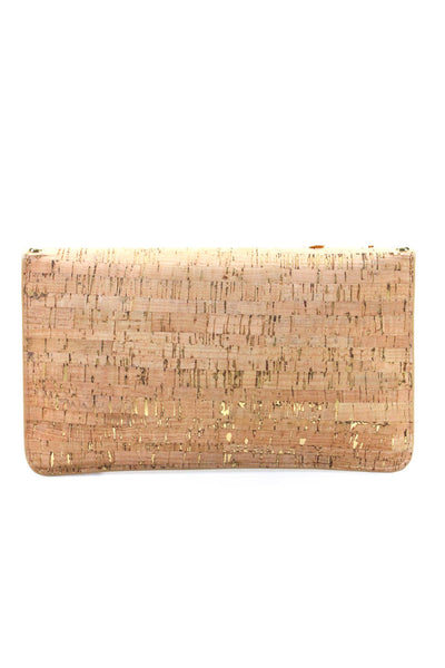 Lilly Pulitzer Women's Gold Studs Envelope Cork Pouch Wallet Tan Size M