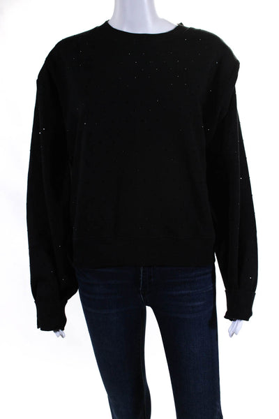 Generation Love Women's Crewneck Long Sleeves Studs Sweatshirt Black Size S