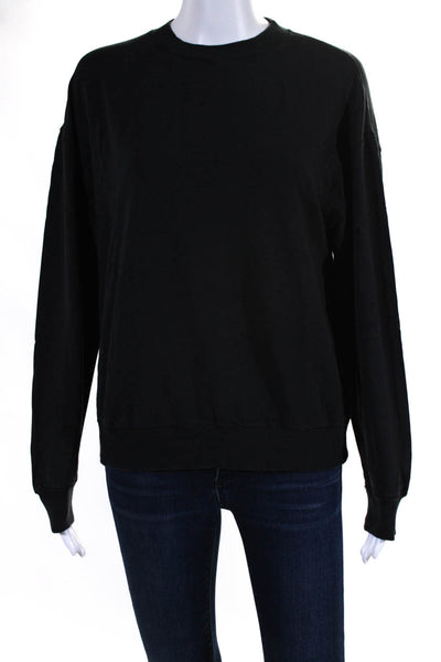 The Drop Women's Round Neck Long Sleeves Pullover Sweatshirt Black Size S