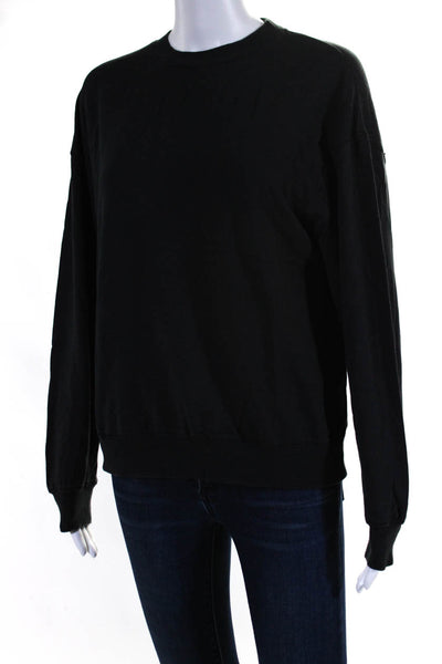 The Drop Women's Round Neck Long Sleeves Pullover Sweatshirt Black Size S