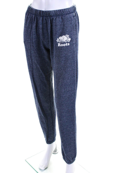 Roots Womens Cotton Graphic Print Drawstring Jogger Sweatpants Blue Size M