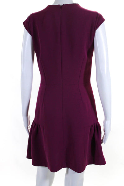 Sandro Womens Back Zip Sleeveless Knee Length V Neck Shift Dress Purple Size 2