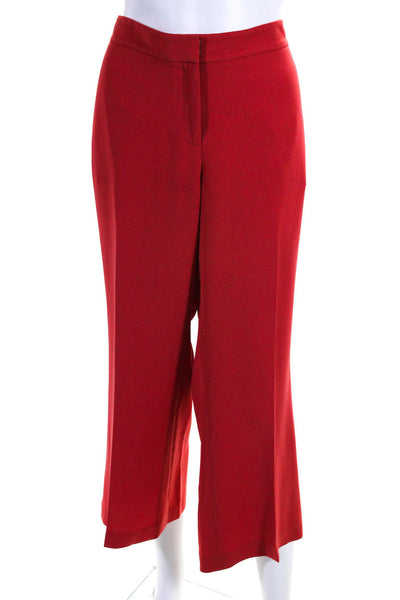 Lafayette 148 New York Womens Pleated Straight Leg Manhattan Pants Red Size 14