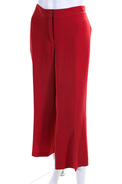 Lafayette 148 New York Womens Pleated Straight Leg Manhattan Pants Red Size 14