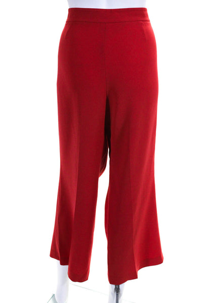 Lafayette 148 New York Womens Pleated Straight Leg Manhattan Pants Red Size 14