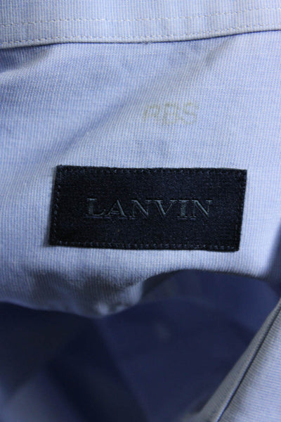 Lanvin Mens Button Front Long Sleeve Collared Dress Shirt Blue Size 15 3/4