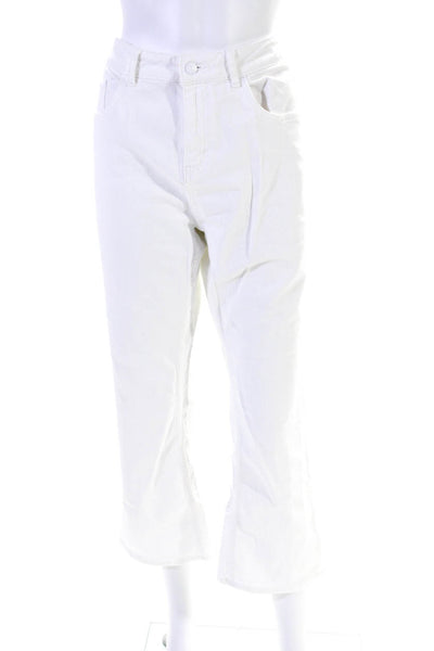 Broome Street Women's Midrise Five Pockets Straight Leg Denim Pant White Size 32