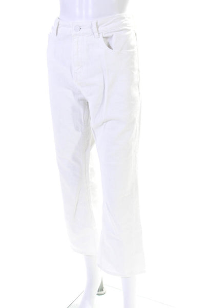 Broome Street Women's Midrise Five Pockets Straight Leg Denim Pant White Size 32