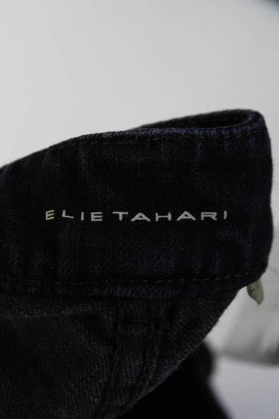 Elie Tahari Women's Midrise Five Pockets Dark Wash Straight Leg Jean Size 12