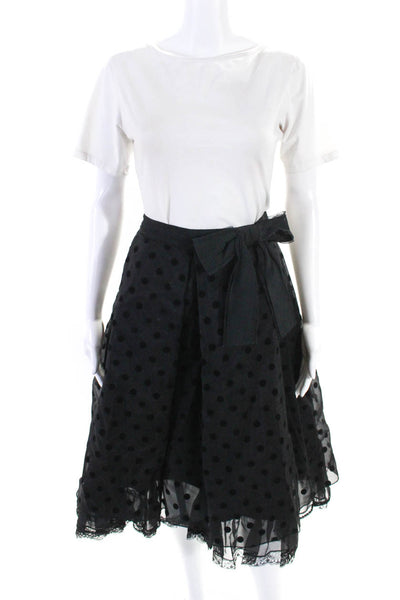 Marc Jacobs Womens Black Silk Velour Polka Dot Knee Length A-Line Skirt Size 4