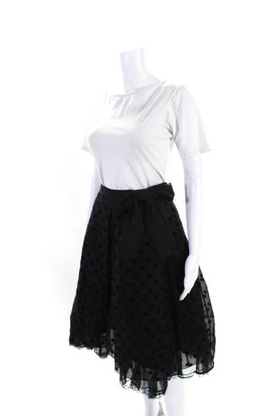 Marc Jacobs Womens Black Silk Velour Polka Dot Knee Length A-Line Skirt Size 4