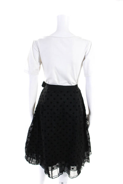 Marc Jacobs Womens Black Silk Velour Polka Dot Knee Length A-Line Skirt Size 4