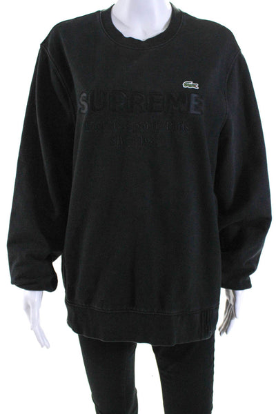 Supreme x Lacoste Live Womens Embroidered Crew Neck Sweatshirt Black Size Medium