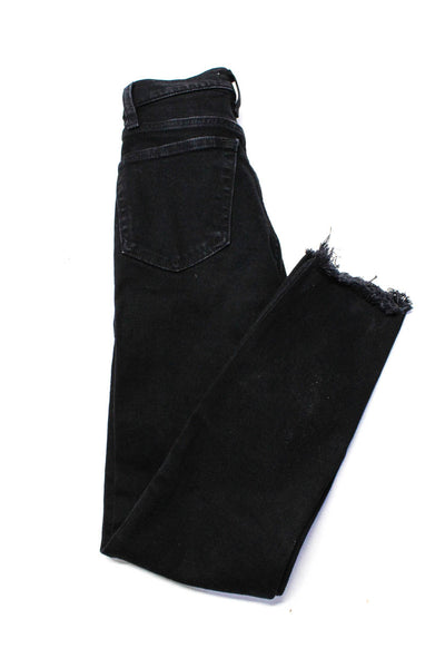 Re/Done Womens High Waisted Raw Hem Skinny Jeans Black Size 24