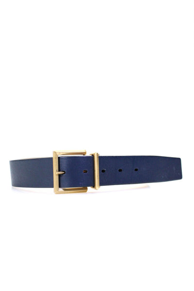 Calvin Klein Womens Grained Leather Square Buckle Fashion Belt Navy Blue Size S