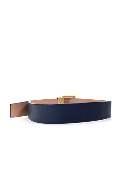 Calvin Klein Womens Grained Leather Square Buckle Fashion Belt Navy Blue Size S