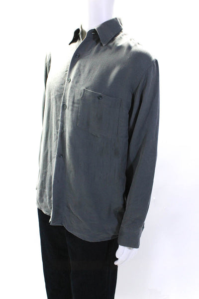 By Bruno Mens Corduroy Collared Long Sleeve Button Down Shirt Dark Gray Size M