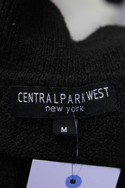 Central Park West Womens V Neck Collared Oversize Sweater Black Size Medium