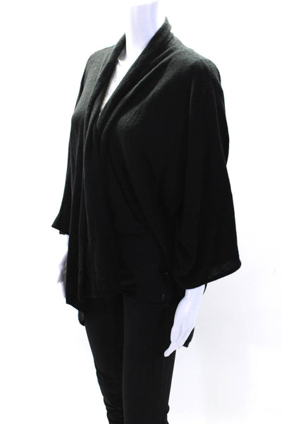 Calypso Womens 3/4 Sleeve Waterfall Cardigan Sweater Black Cashmere Size Small