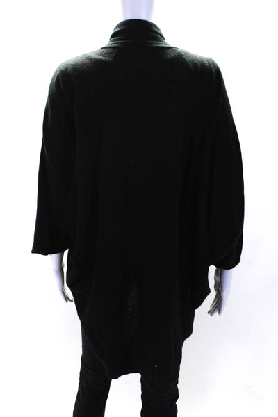 Calypso Womens 3/4 Sleeve Waterfall Cardigan Sweater Black Cashmere Size Small