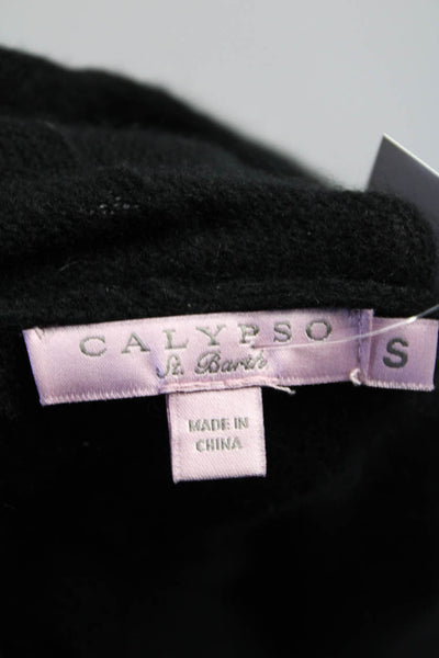 Calypso Womens 3/4 Sleeve Waterfall Cardigan Sweater Black Cashmere Size Small