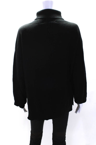 D. Exterior Womens Oversize Turtleneck Pullover Sweater Black Wool Size Medium