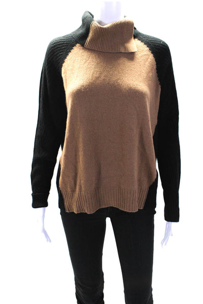 D. Exterior Womens Color Block Raglan Turtleneck Sweater Black Brown Size Medium