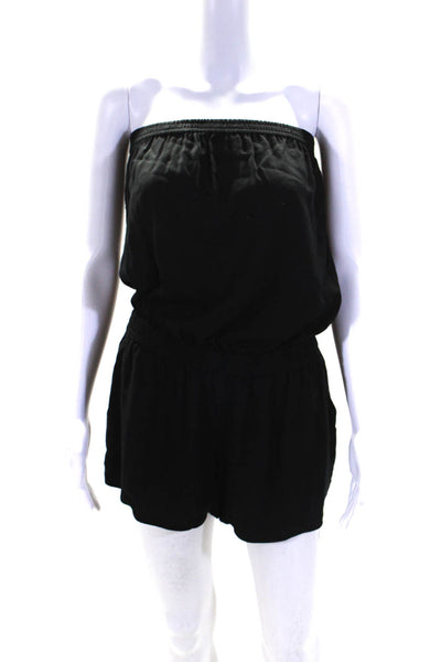 Sunday Best Womens Strapless Sleeveless Elastic Waist Romper Black Size Medium