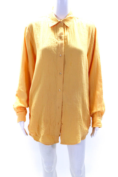 Wilfred Free Womens Crew Neck Button Down Shirt Shorts Set Yellow Size Small