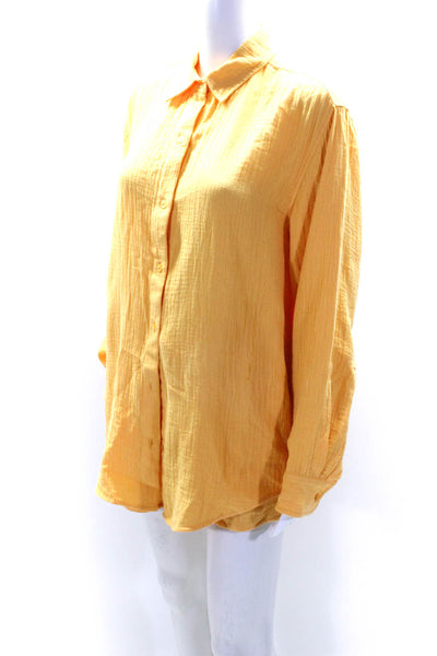 Wilfred Free Womens Crew Neck Button Down Shirt Shorts Set Yellow Size Small