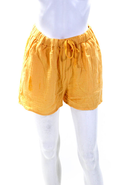 Wilfred Free Womens Crew Neck Button Down Shirt Shorts Set Yellow Size Small