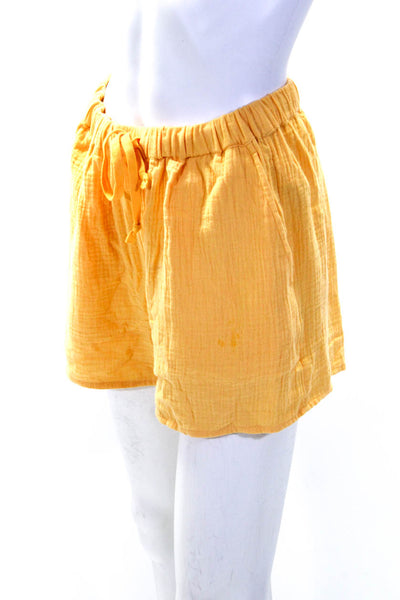 Wilfred Free Womens Crew Neck Button Down Shirt Shorts Set Yellow Size Small