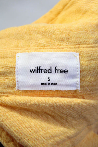 Wilfred Free Womens Crew Neck Button Down Shirt Shorts Set Yellow Size Small