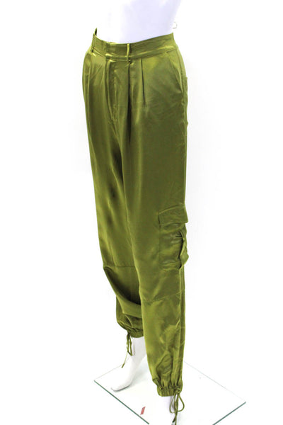 Nicholas Womens Silk Long Sleeves Cropped Blouse Pant Set Green Size 6/4