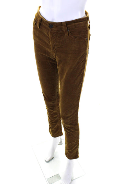 AG Adriano Goldschmied Womens Cotton Corduroy Textured Pants Brown Size EUR25