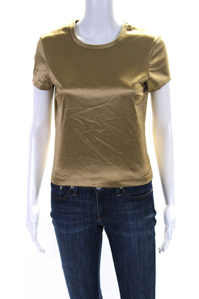 BCBGMAXAZRIA Womens Metallic Short Sleeve Blouse Gold Size M