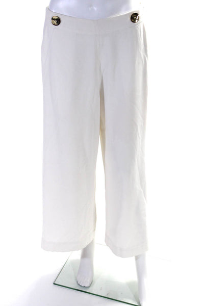 Derek Lam 10 Crosby Womens High Rise Wide Leg Slit Trousers White Size M