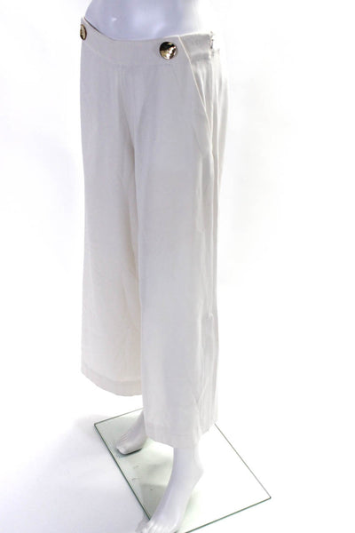 Derek Lam 10 Crosby Womens High Rise Wide Leg Slit Trousers White Size M